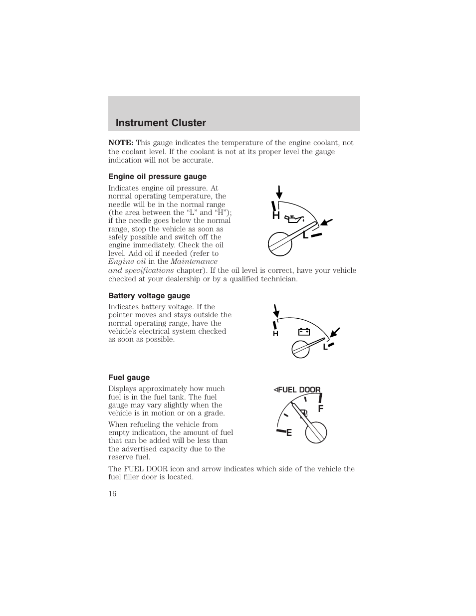 Instrument cluster | FORD 2002 Ranger v.3 User Manual | Page 16 / 296