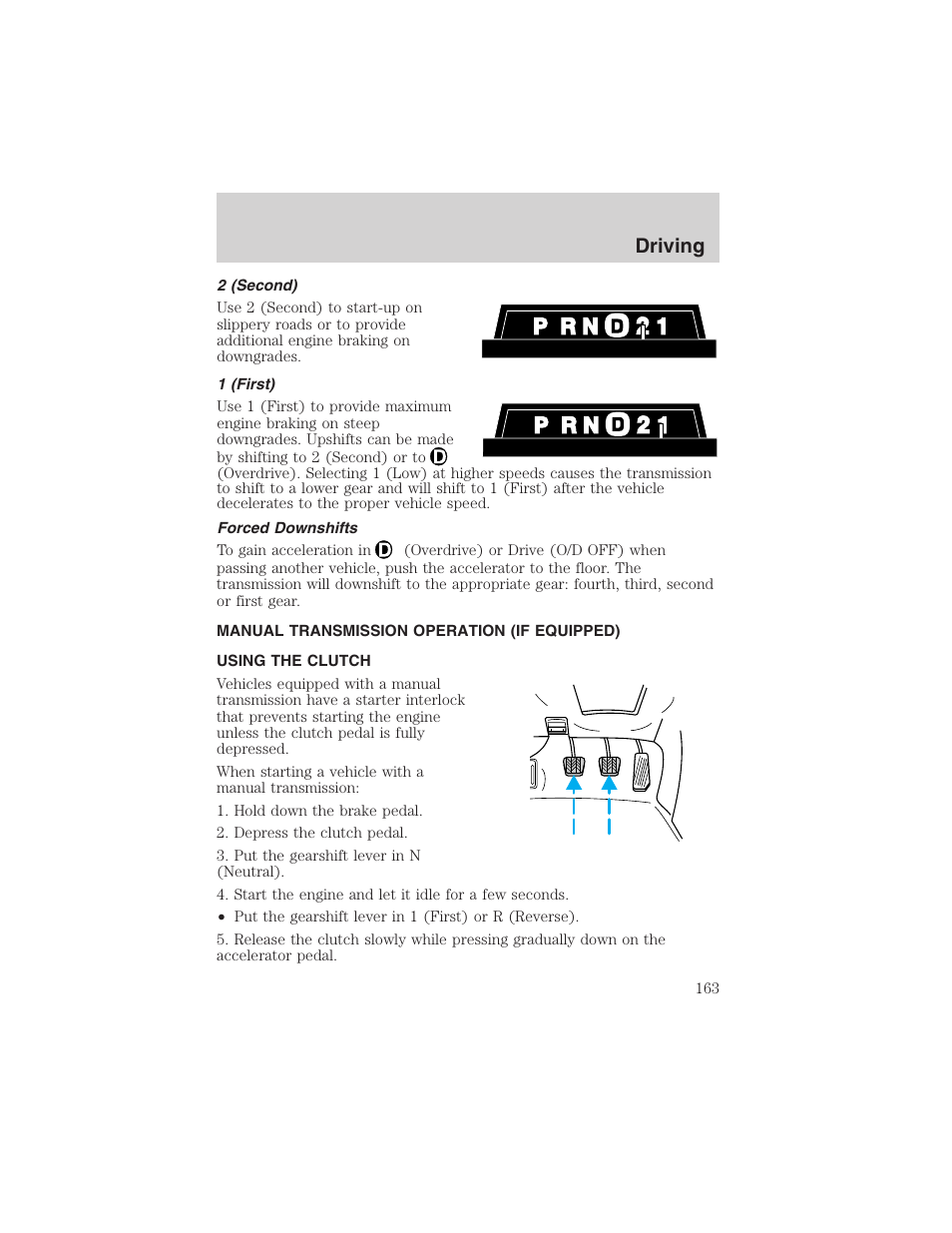 Driving | FORD 2002 Ranger v.3 User Manual | Page 163 / 296