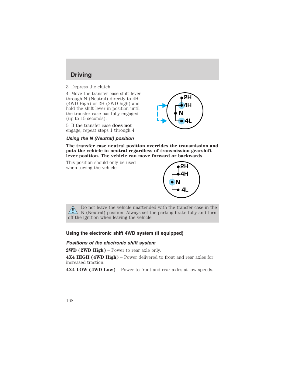 Driving | FORD 2002 Ranger v.3 User Manual | Page 168 / 296