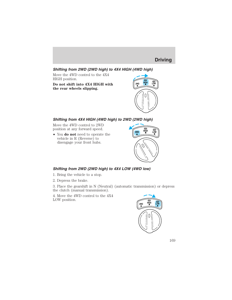 Driving | FORD 2002 Ranger v.3 User Manual | Page 169 / 296