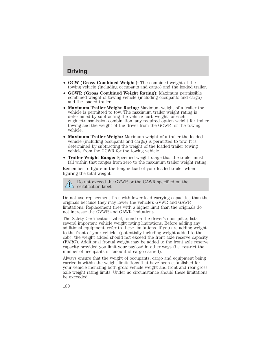 Driving | FORD 2002 Ranger v.3 User Manual | Page 180 / 296