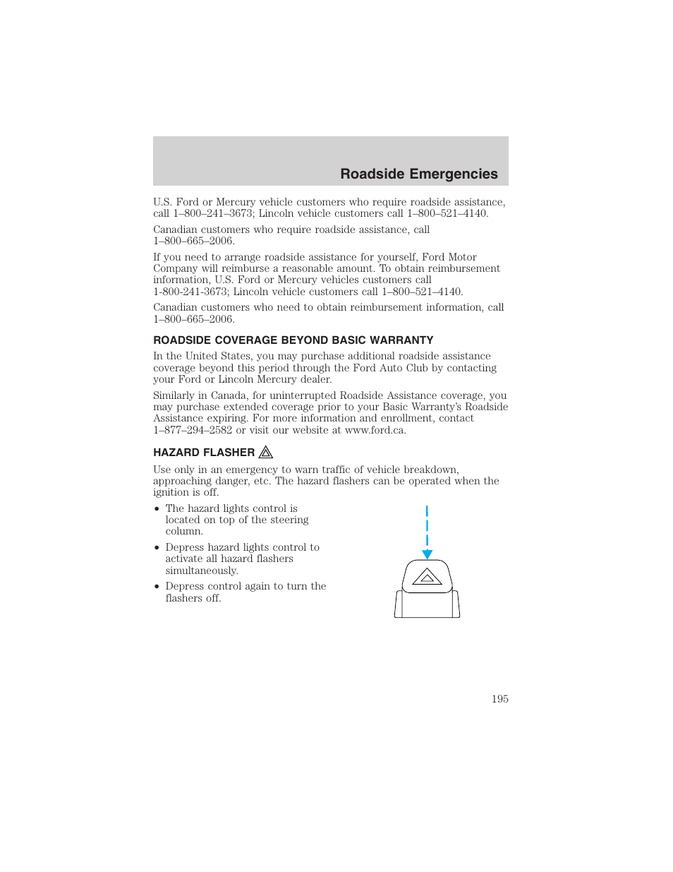 Roadside emergencies | FORD 2002 Ranger v.3 User Manual | Page 195 / 296