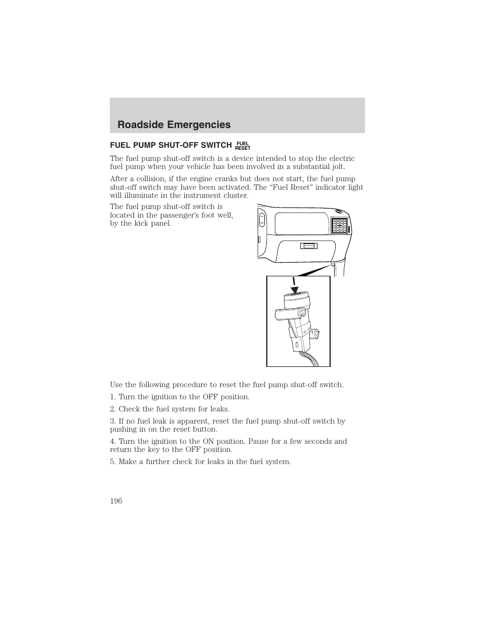 Roadside emergencies | FORD 2002 Ranger v.3 User Manual | Page 196 / 296