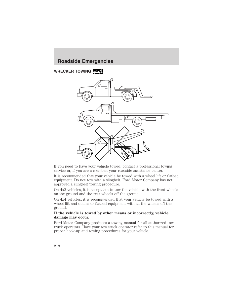 Roadside emergencies | FORD 2002 Ranger v.3 User Manual | Page 218 / 296