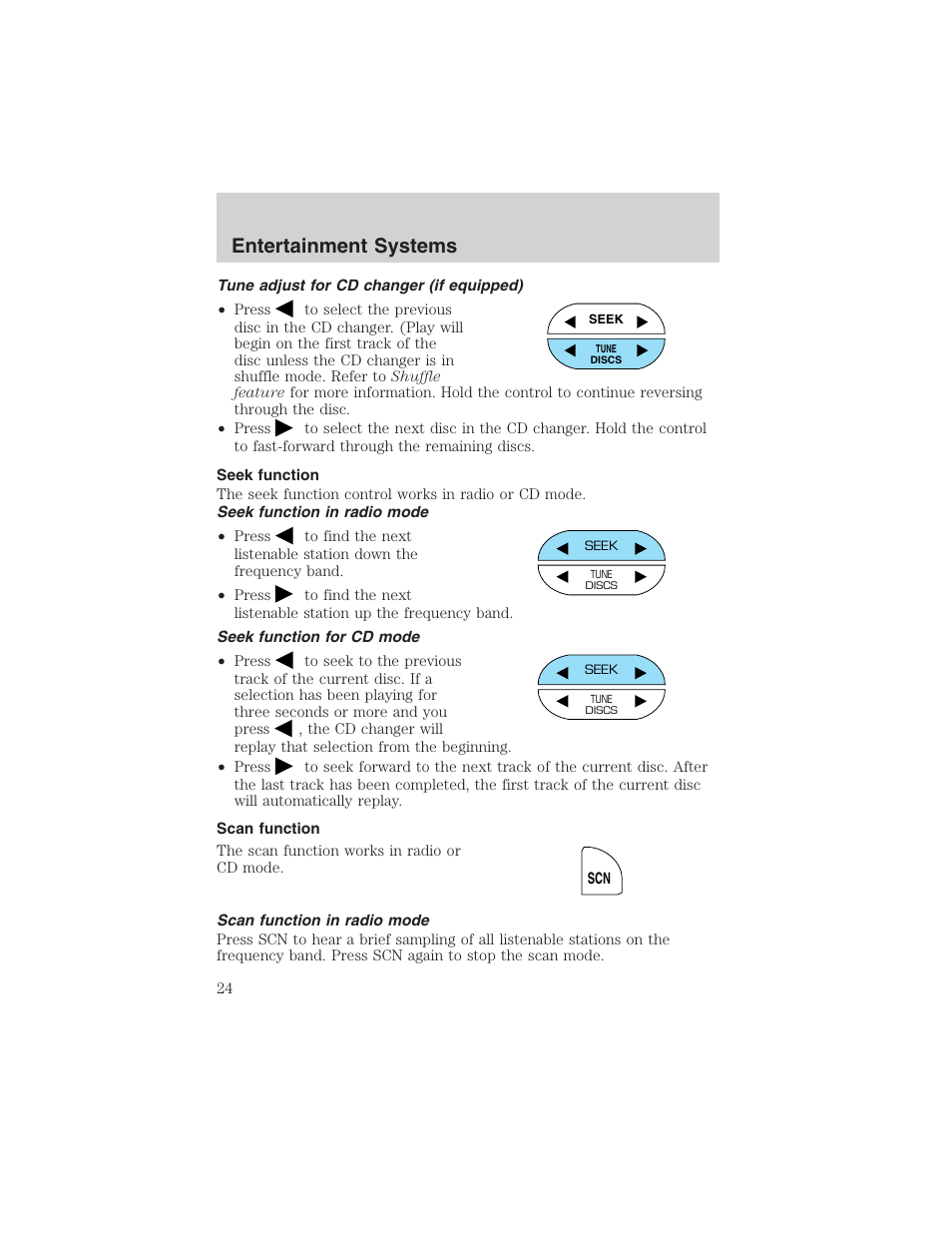 Entertainment systems | FORD 2002 Ranger v.3 User Manual | Page 24 / 296