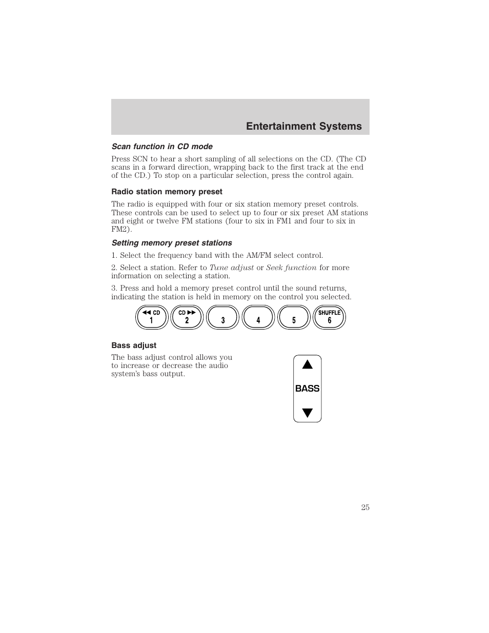 Entertainment systems | FORD 2002 Ranger v.3 User Manual | Page 25 / 296