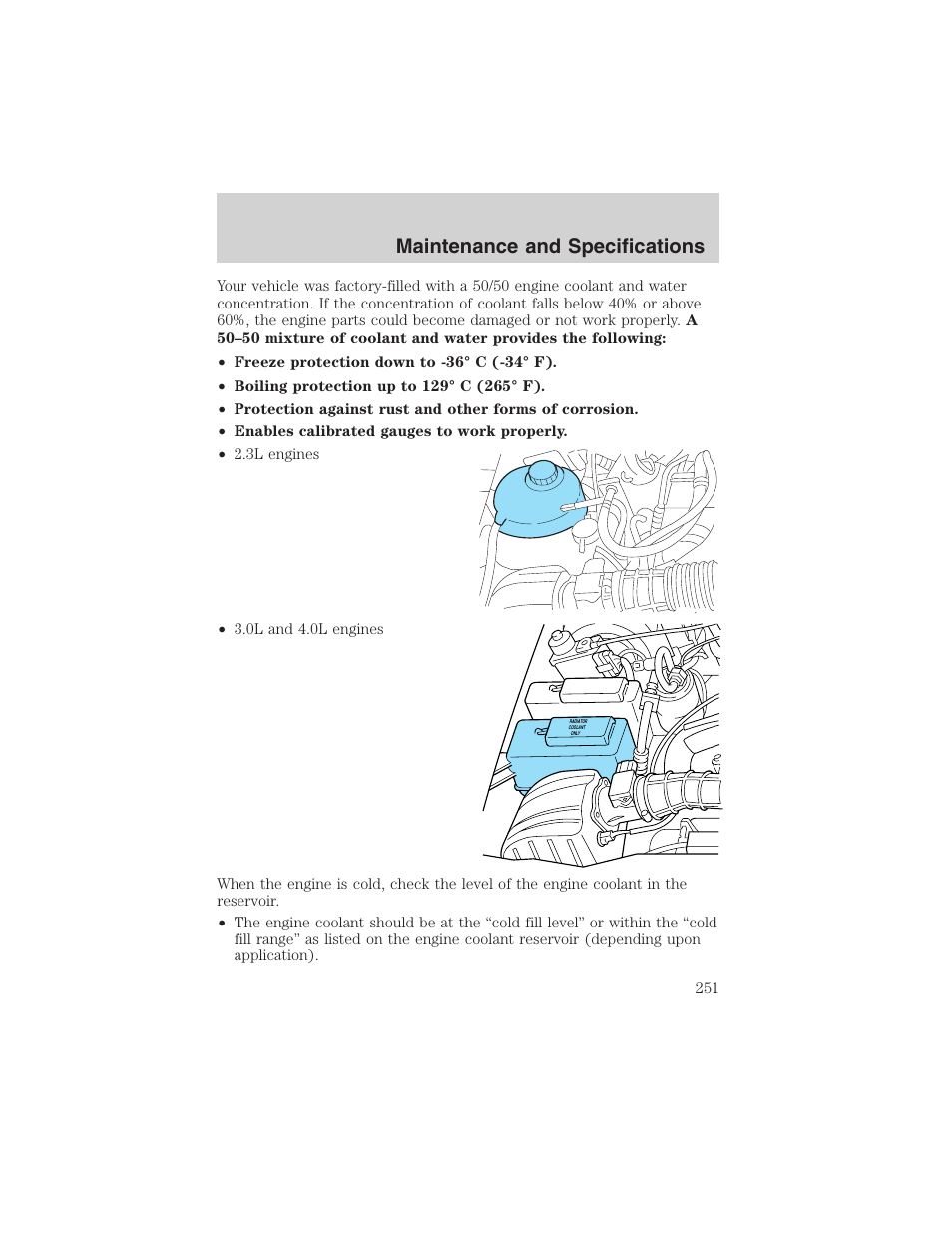 Maintenance and specifications | FORD 2002 Ranger v.3 User Manual | Page 251 / 296