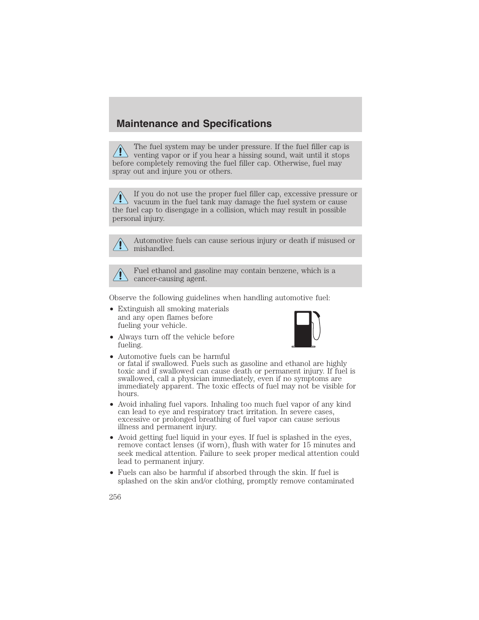 Maintenance and specifications | FORD 2002 Ranger v.3 User Manual | Page 256 / 296