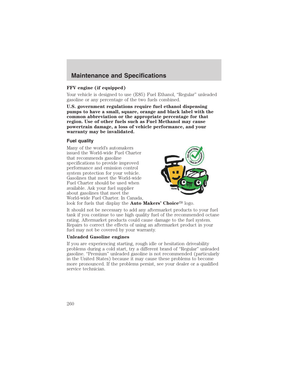 Maintenance and specifications | FORD 2002 Ranger v.3 User Manual | Page 260 / 296