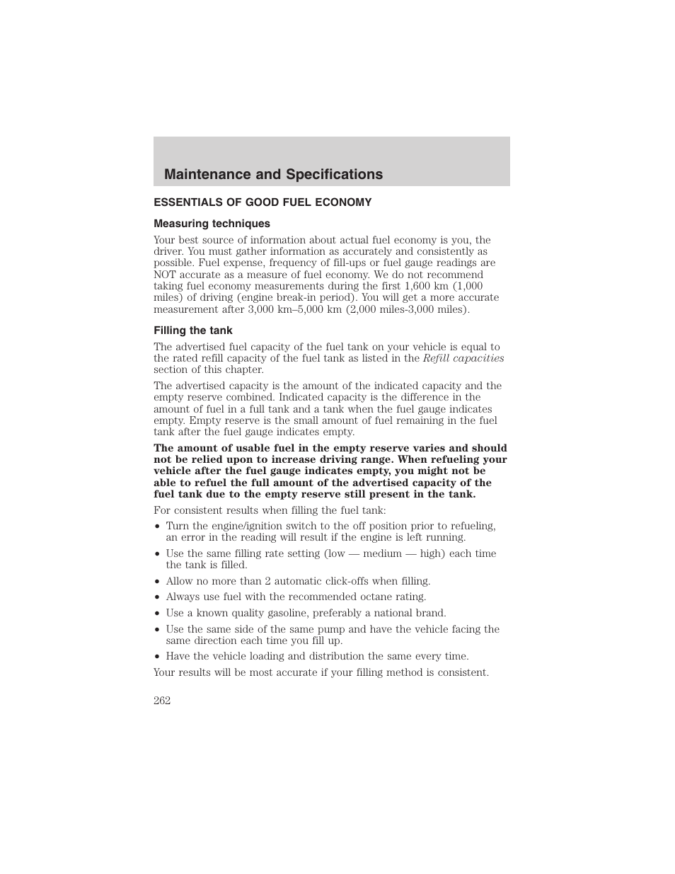 Maintenance and specifications | FORD 2002 Ranger v.3 User Manual | Page 262 / 296