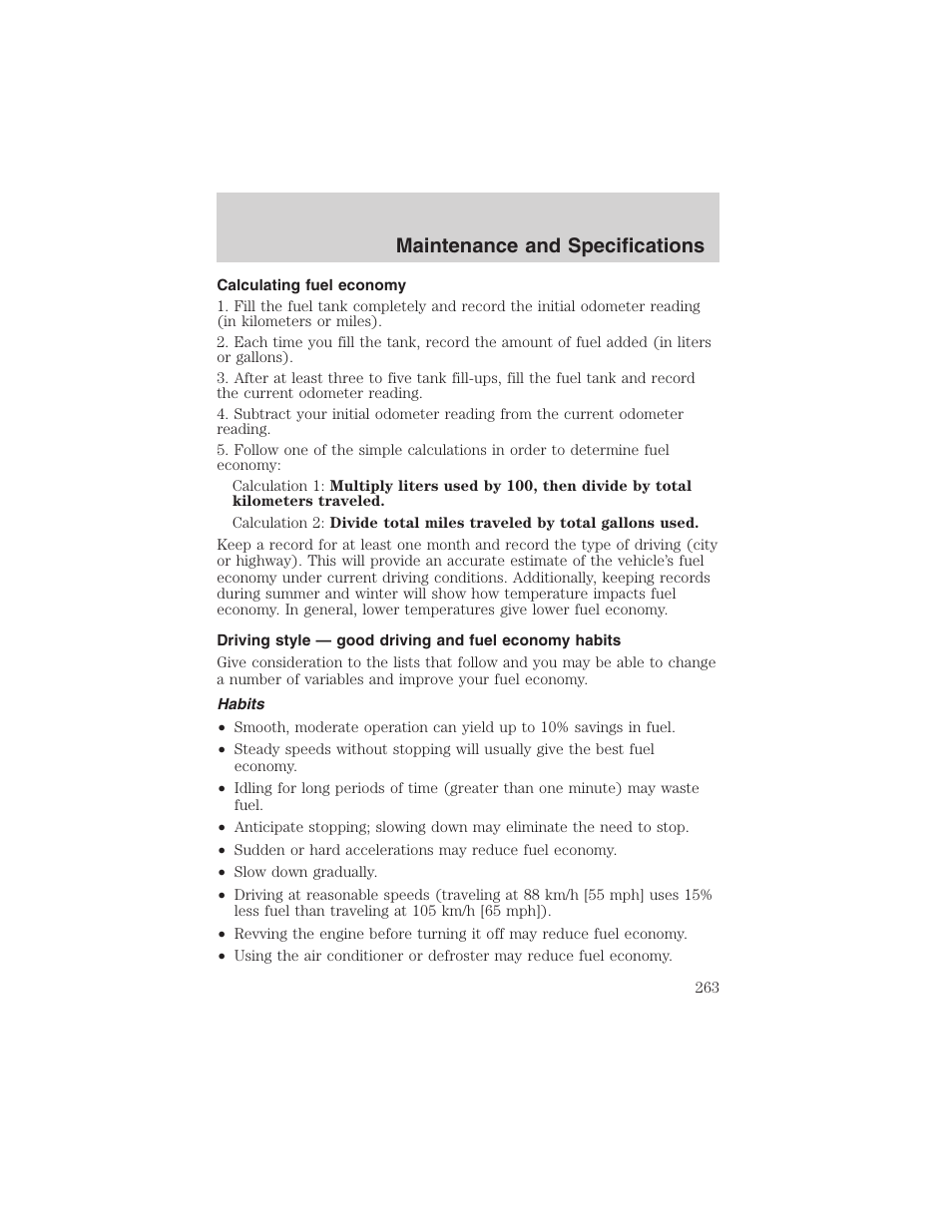 Maintenance and specifications | FORD 2002 Ranger v.3 User Manual | Page 263 / 296