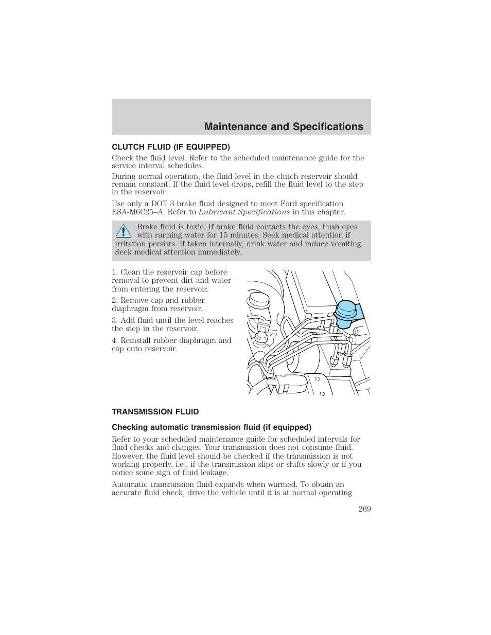 Maintenance and specifications | FORD 2002 Ranger v.3 User Manual | Page 269 / 296
