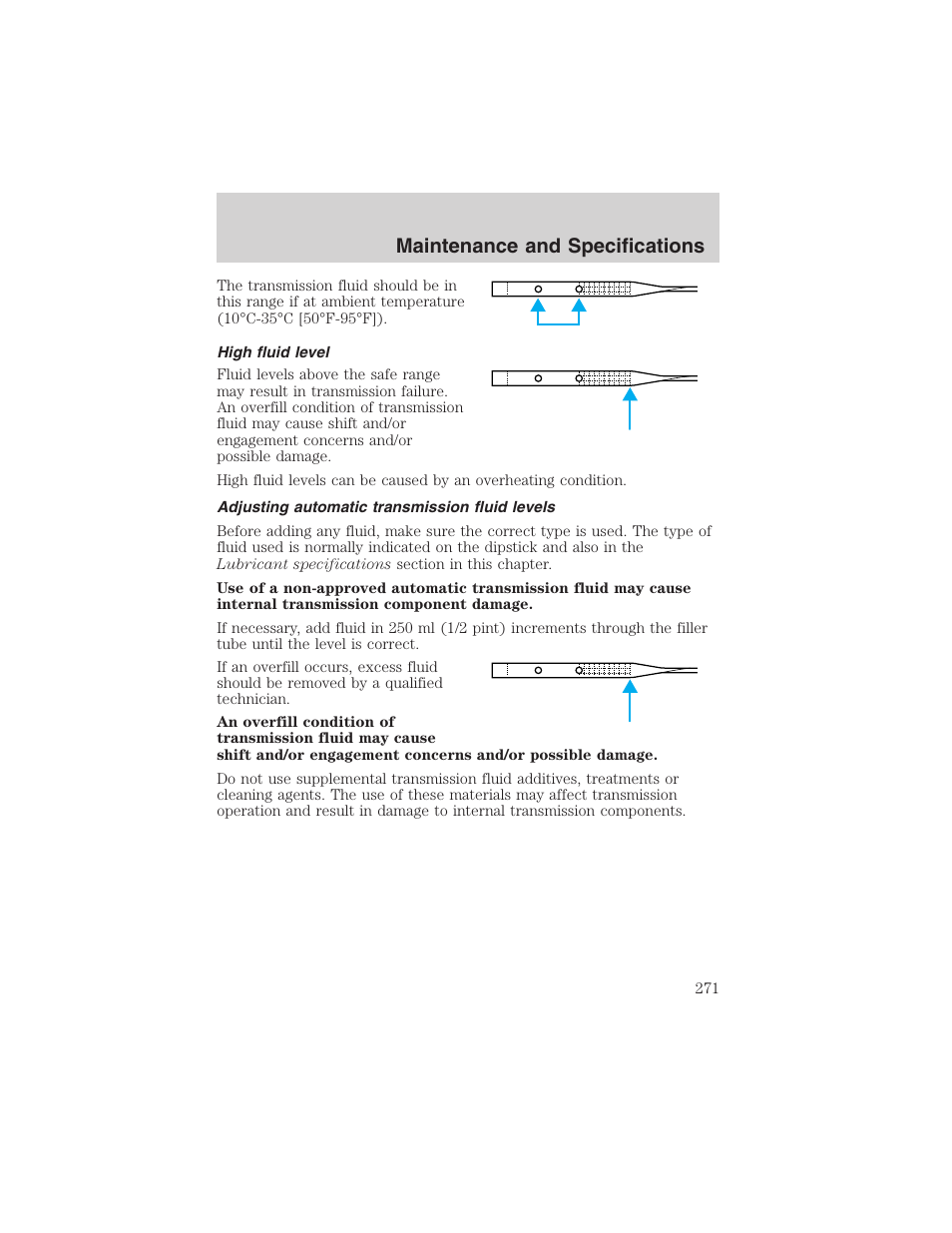 Maintenance and specifications | FORD 2002 Ranger v.3 User Manual | Page 271 / 296