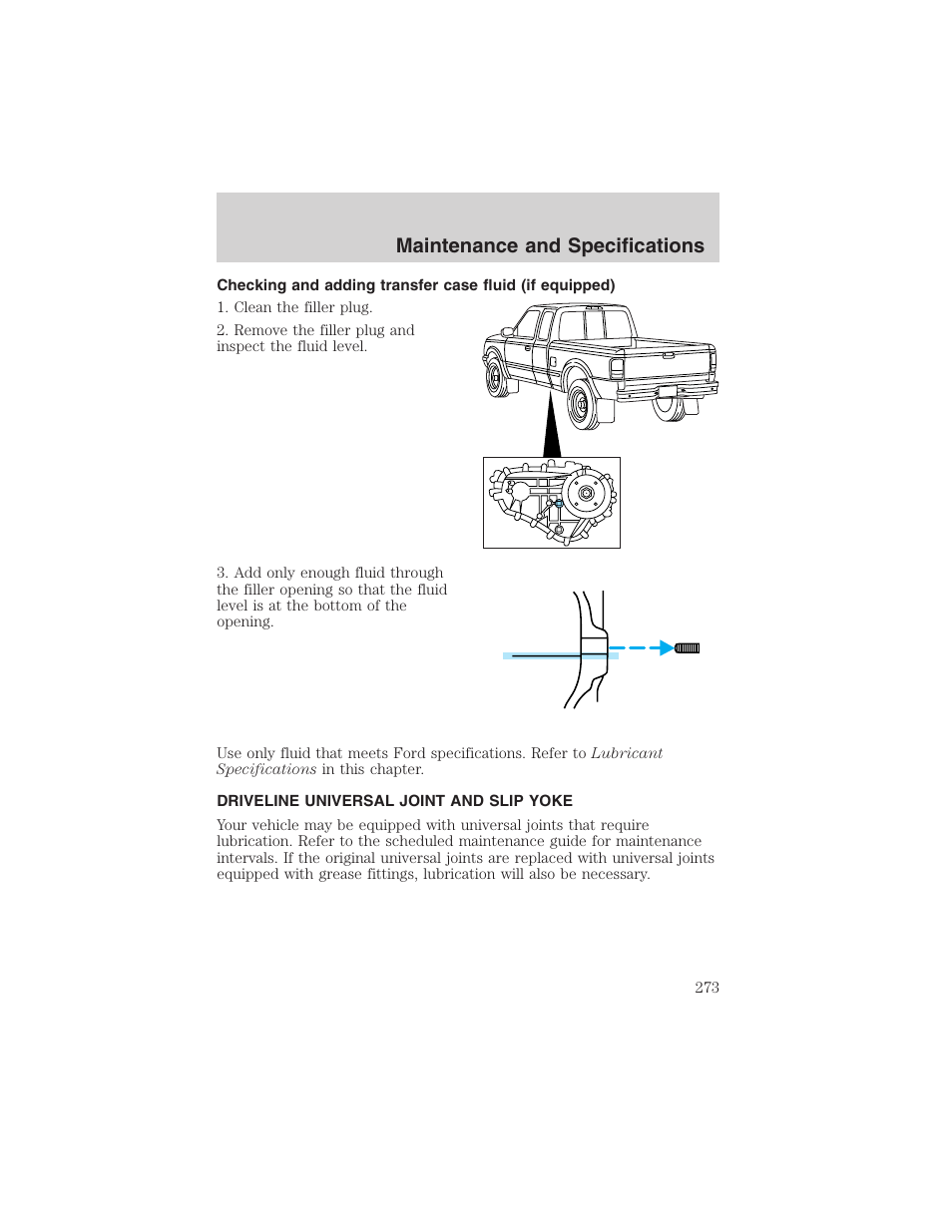 Maintenance and specifications | FORD 2002 Ranger v.3 User Manual | Page 273 / 296