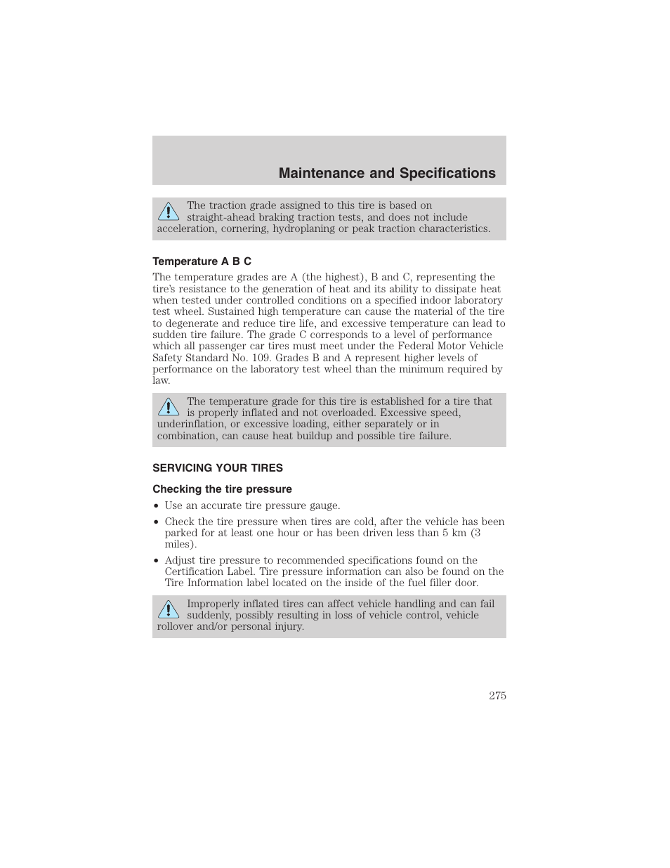 Maintenance and specifications | FORD 2002 Ranger v.3 User Manual | Page 275 / 296