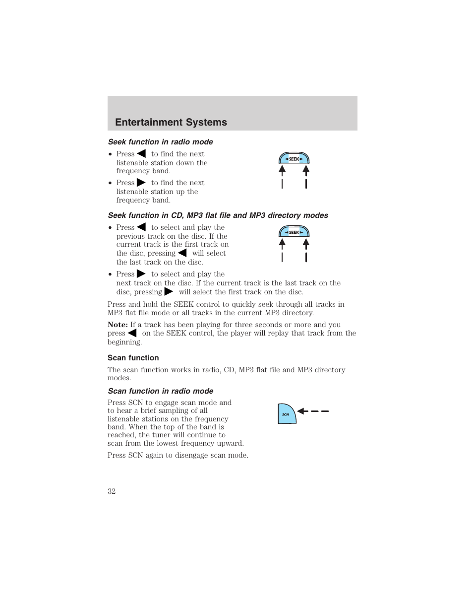 Entertainment systems | FORD 2002 Ranger v.3 User Manual | Page 32 / 296