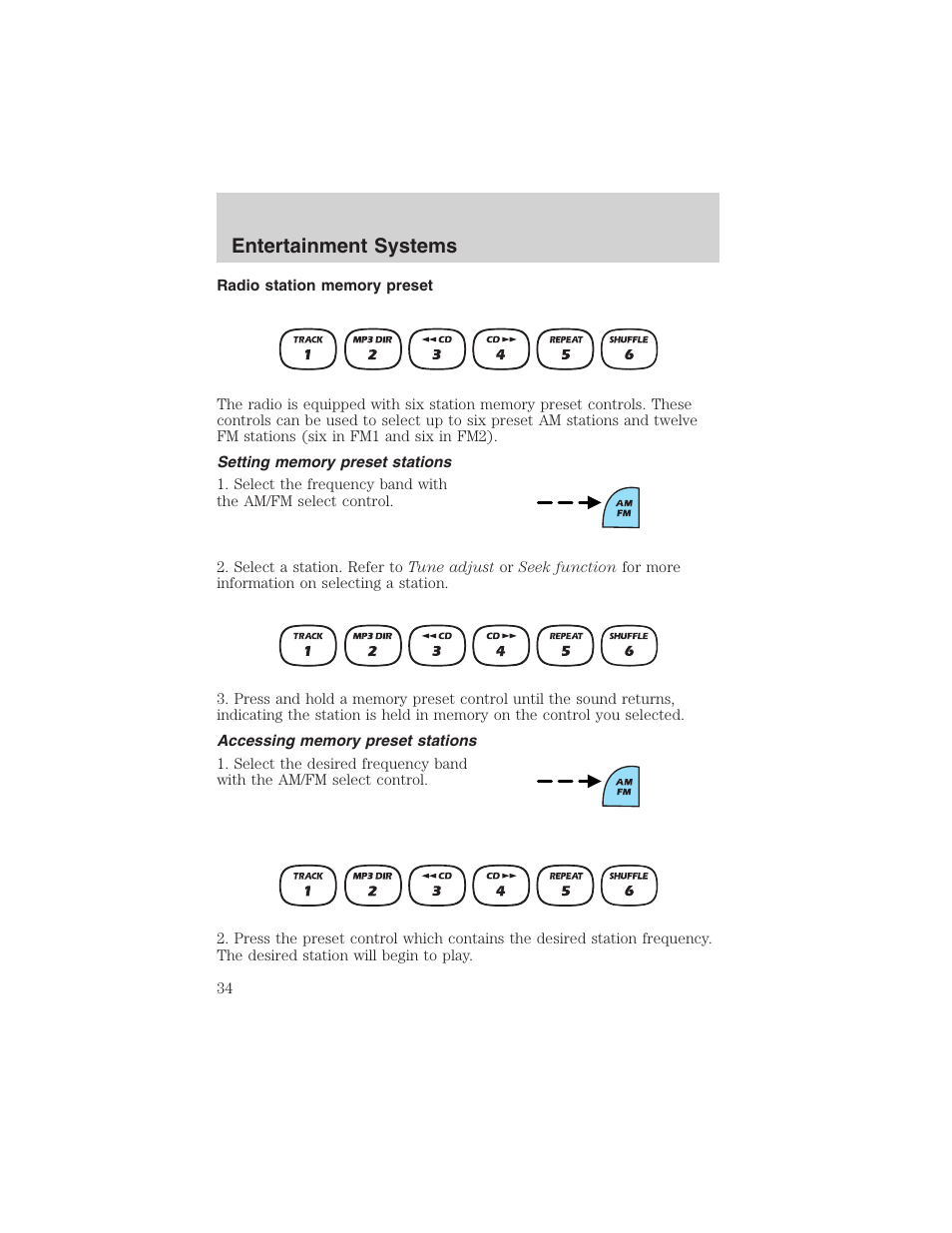 Entertainment systems | FORD 2002 Ranger v.3 User Manual | Page 34 / 296