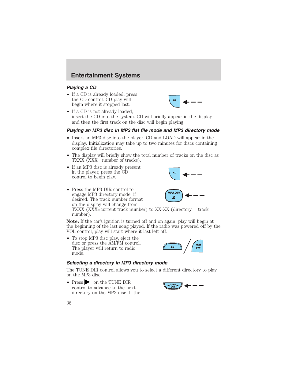 Entertainment systems | FORD 2002 Ranger v.3 User Manual | Page 36 / 296