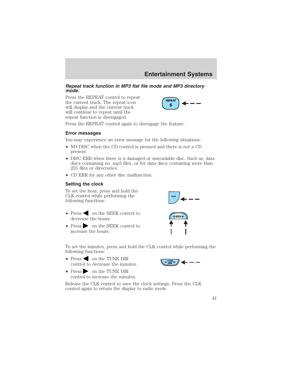 Entertainment systems | FORD 2002 Ranger v.3 User Manual | Page 41 / 296