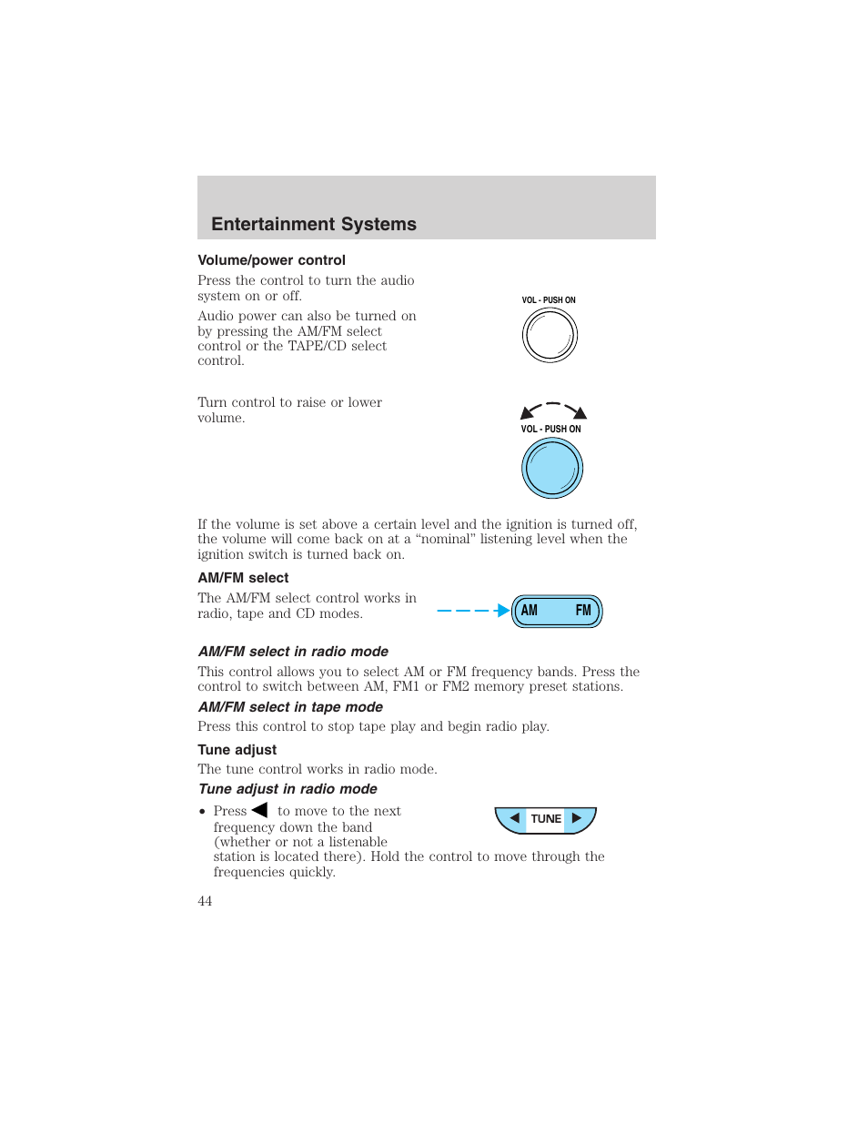 Entertainment systems | FORD 2002 Ranger v.3 User Manual | Page 44 / 296