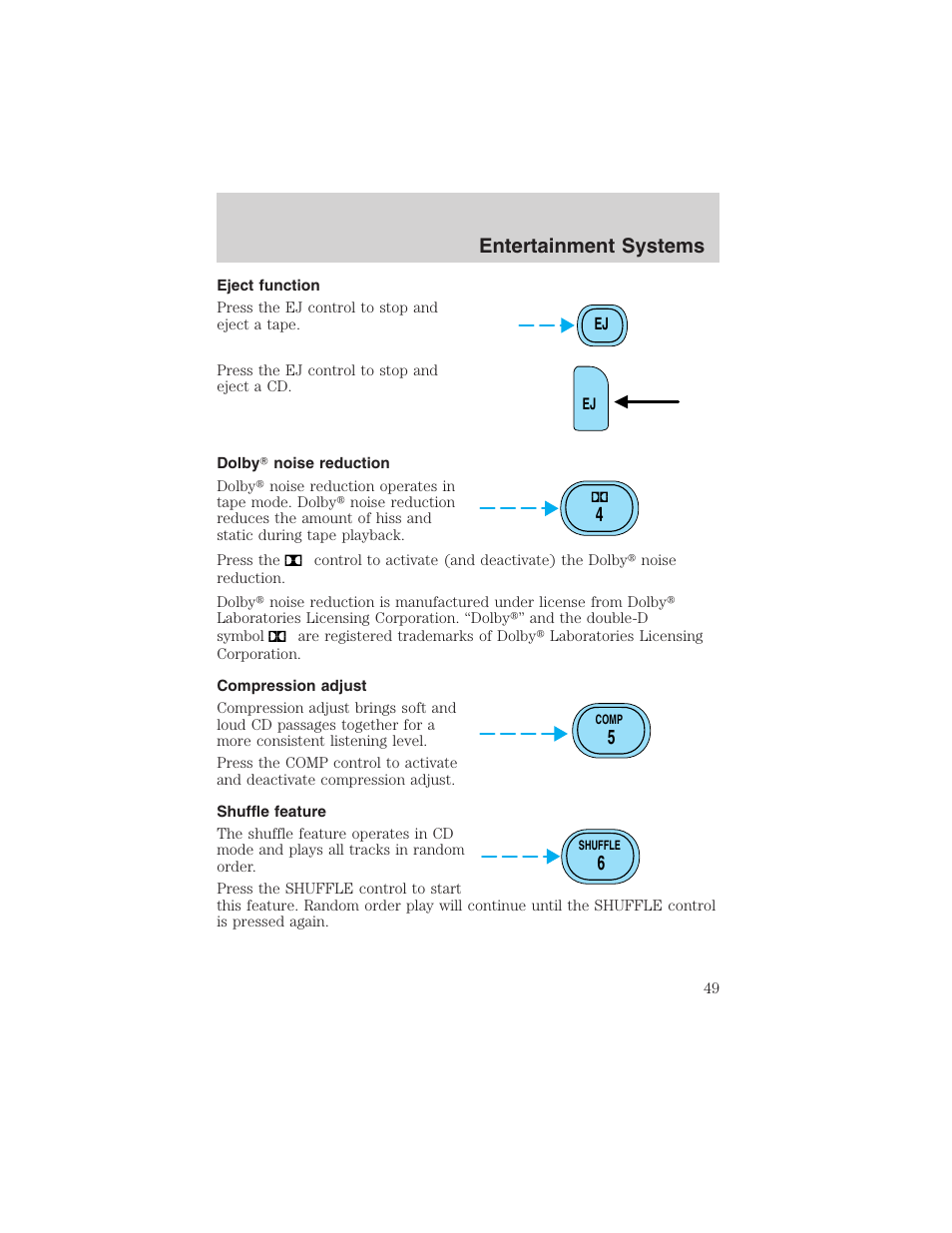 Entertainment systems | FORD 2002 Ranger v.3 User Manual | Page 49 / 296