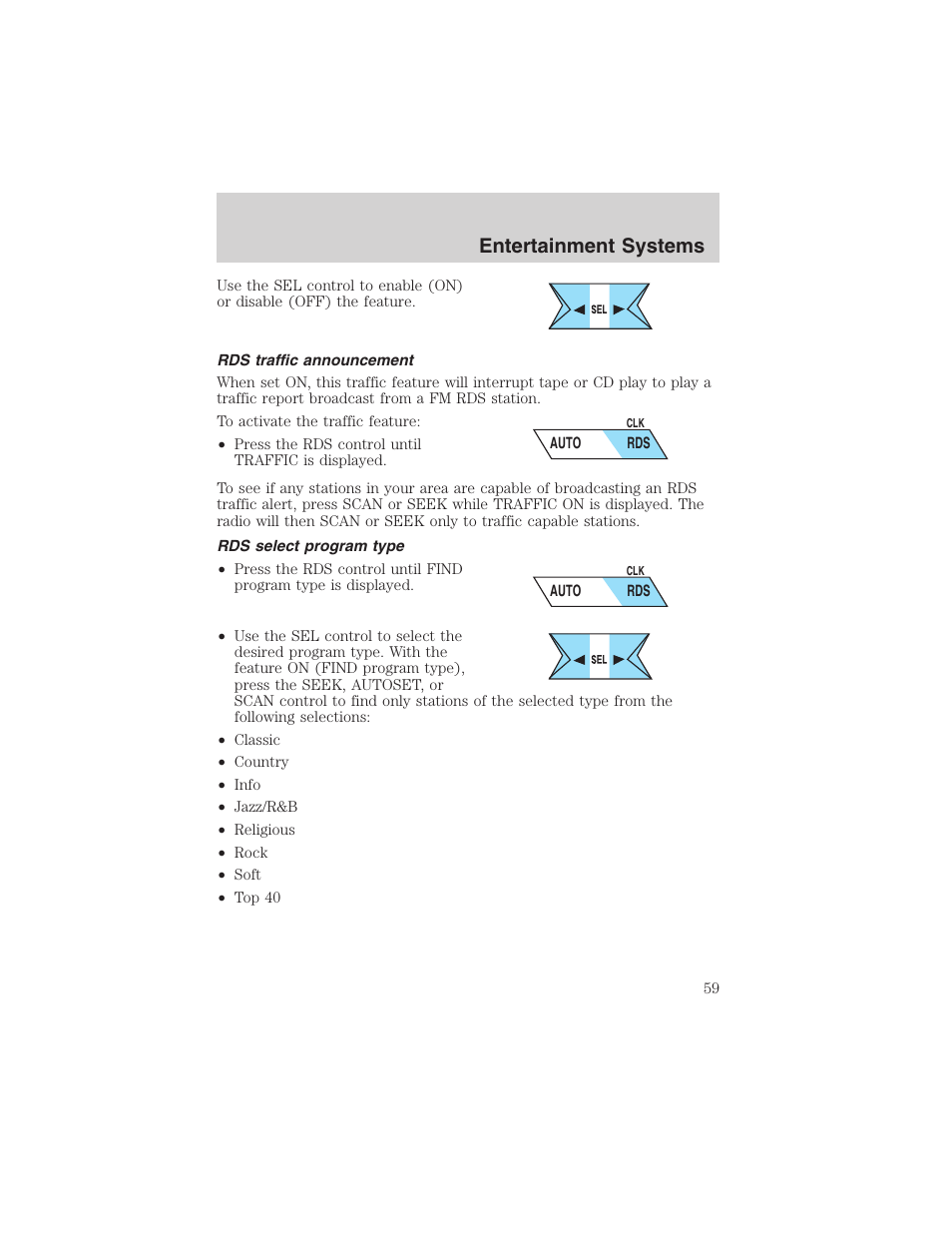 Entertainment systems | FORD 2002 Ranger v.3 User Manual | Page 59 / 296