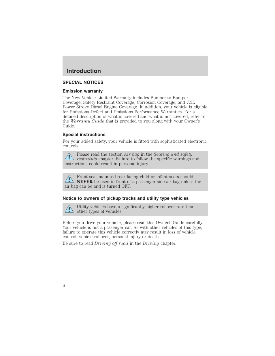 Introduction | FORD 2002 Ranger v.3 User Manual | Page 6 / 296