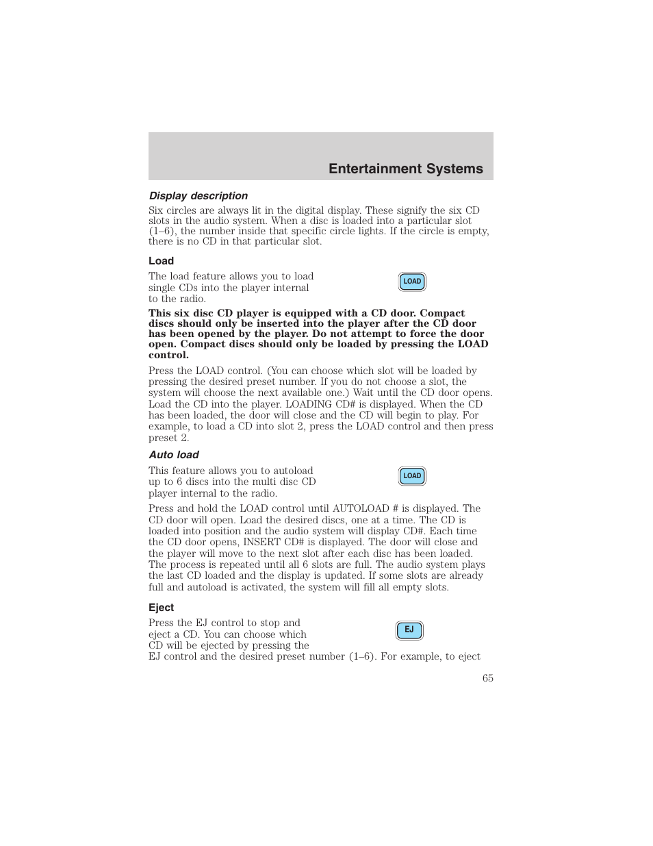 Entertainment systems | FORD 2002 Ranger v.3 User Manual | Page 65 / 296