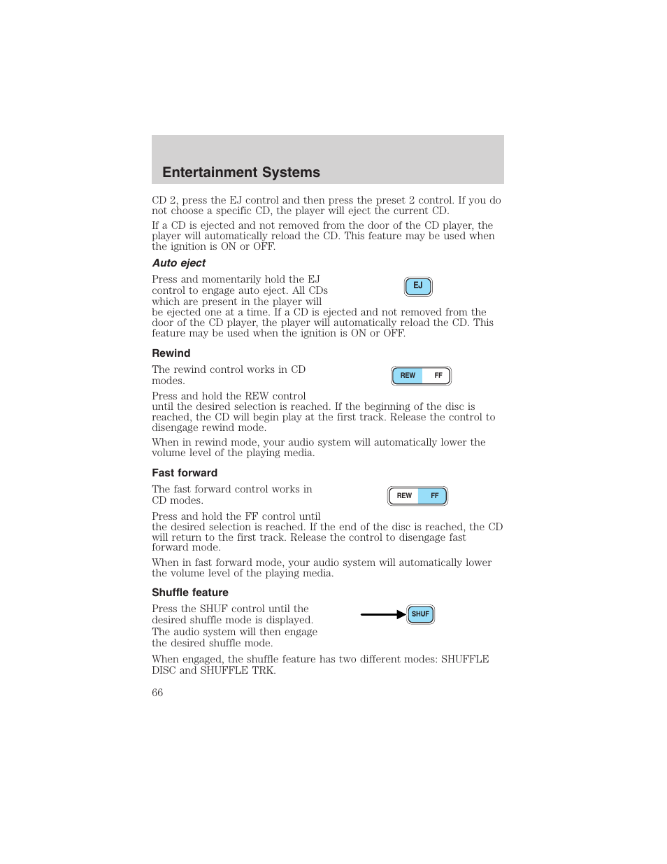 Entertainment systems | FORD 2002 Ranger v.3 User Manual | Page 66 / 296