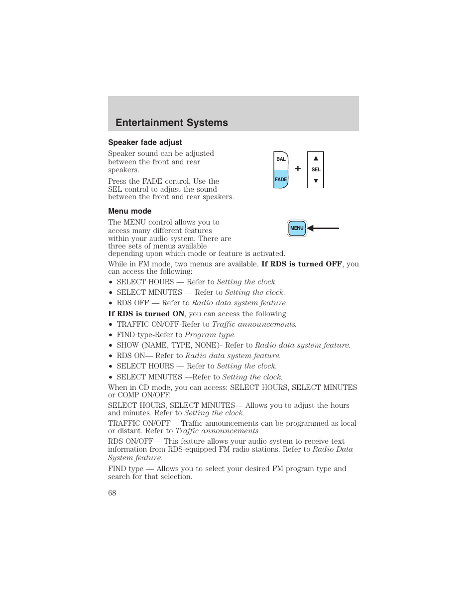 Entertainment systems | FORD 2002 Ranger v.3 User Manual | Page 68 / 296