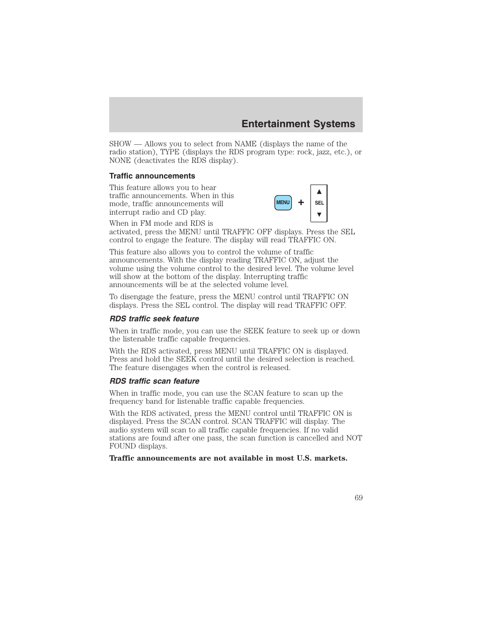 Entertainment systems | FORD 2002 Ranger v.3 User Manual | Page 69 / 296