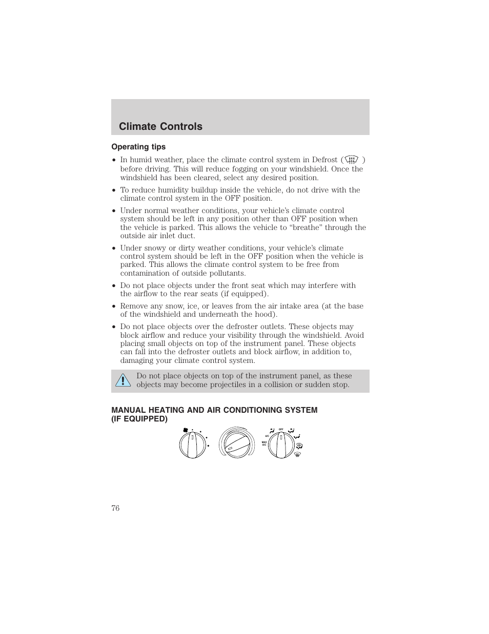 Climate controls | FORD 2002 Ranger v.3 User Manual | Page 76 / 296