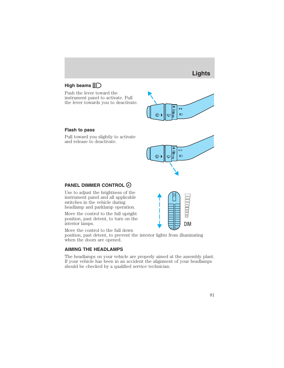 Lights | FORD 2002 Ranger v.3 User Manual | Page 81 / 296