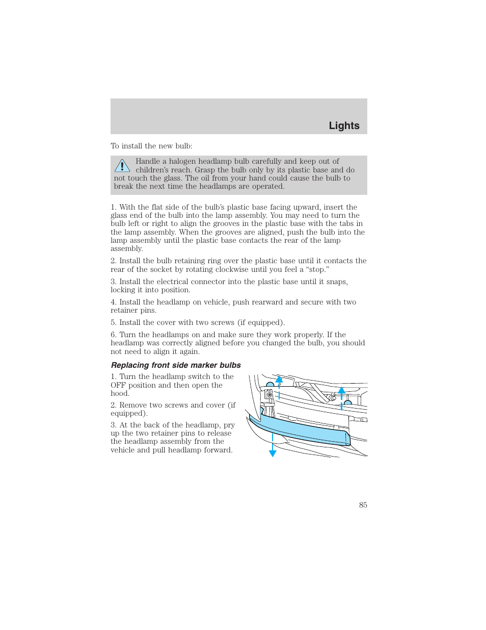 Lights | FORD 2002 Ranger v.3 User Manual | Page 85 / 296