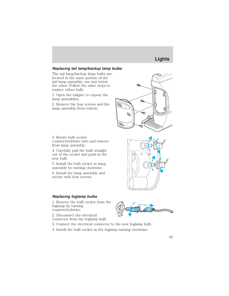 Lights | FORD 2002 Ranger v.3 User Manual | Page 87 / 296