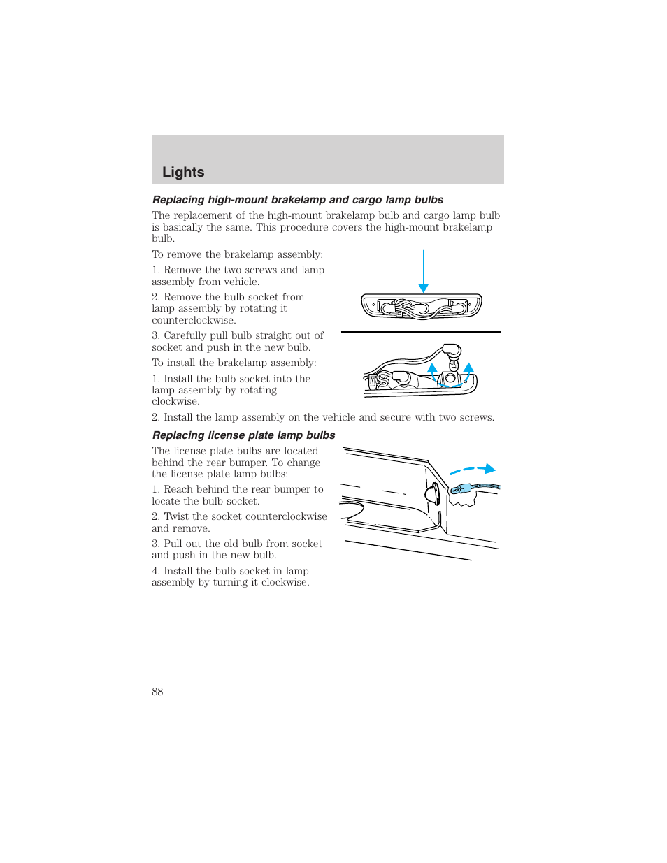 Lights | FORD 2002 Ranger v.3 User Manual | Page 88 / 296