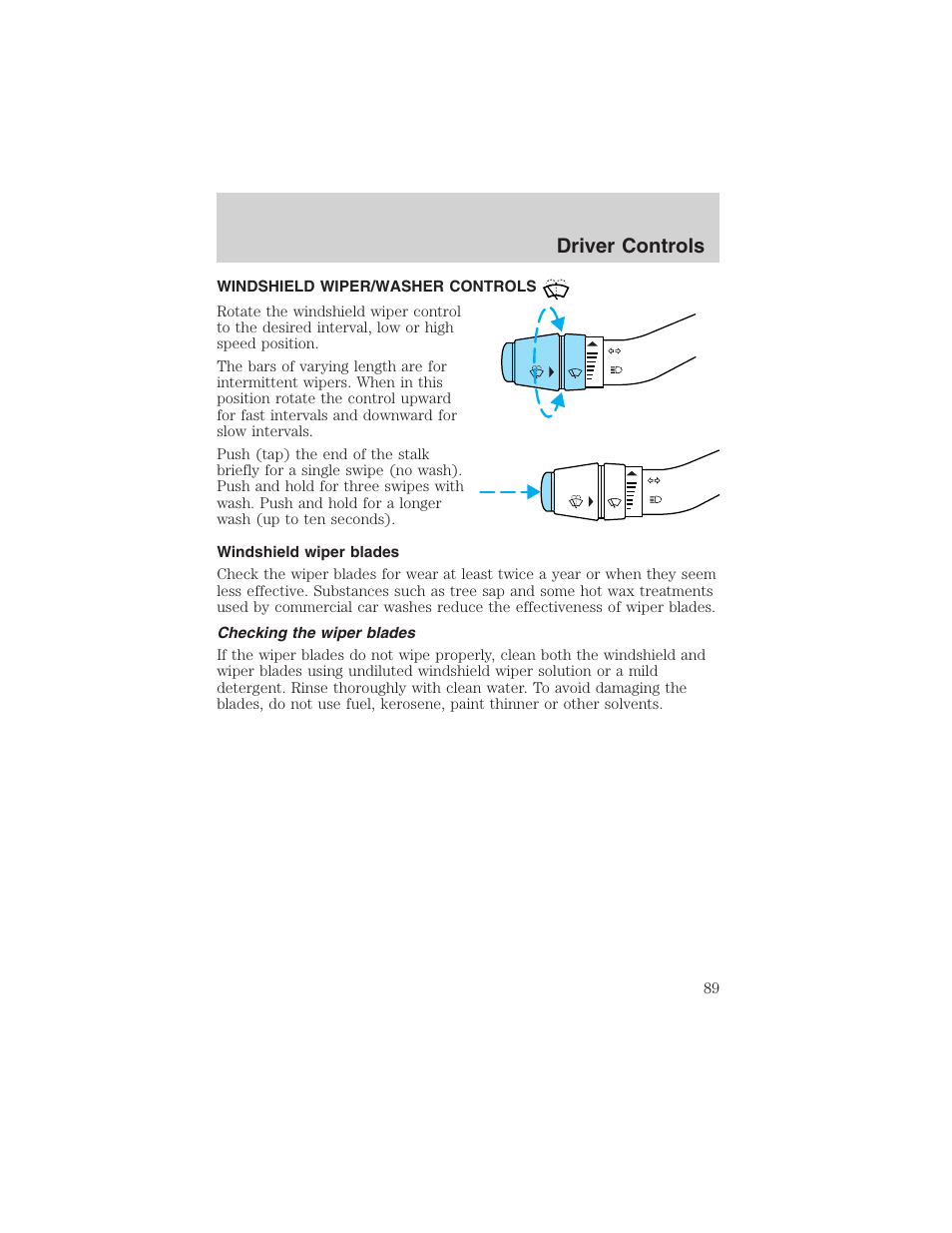 Driver controls | FORD 2002 Ranger v.3 User Manual | Page 89 / 296