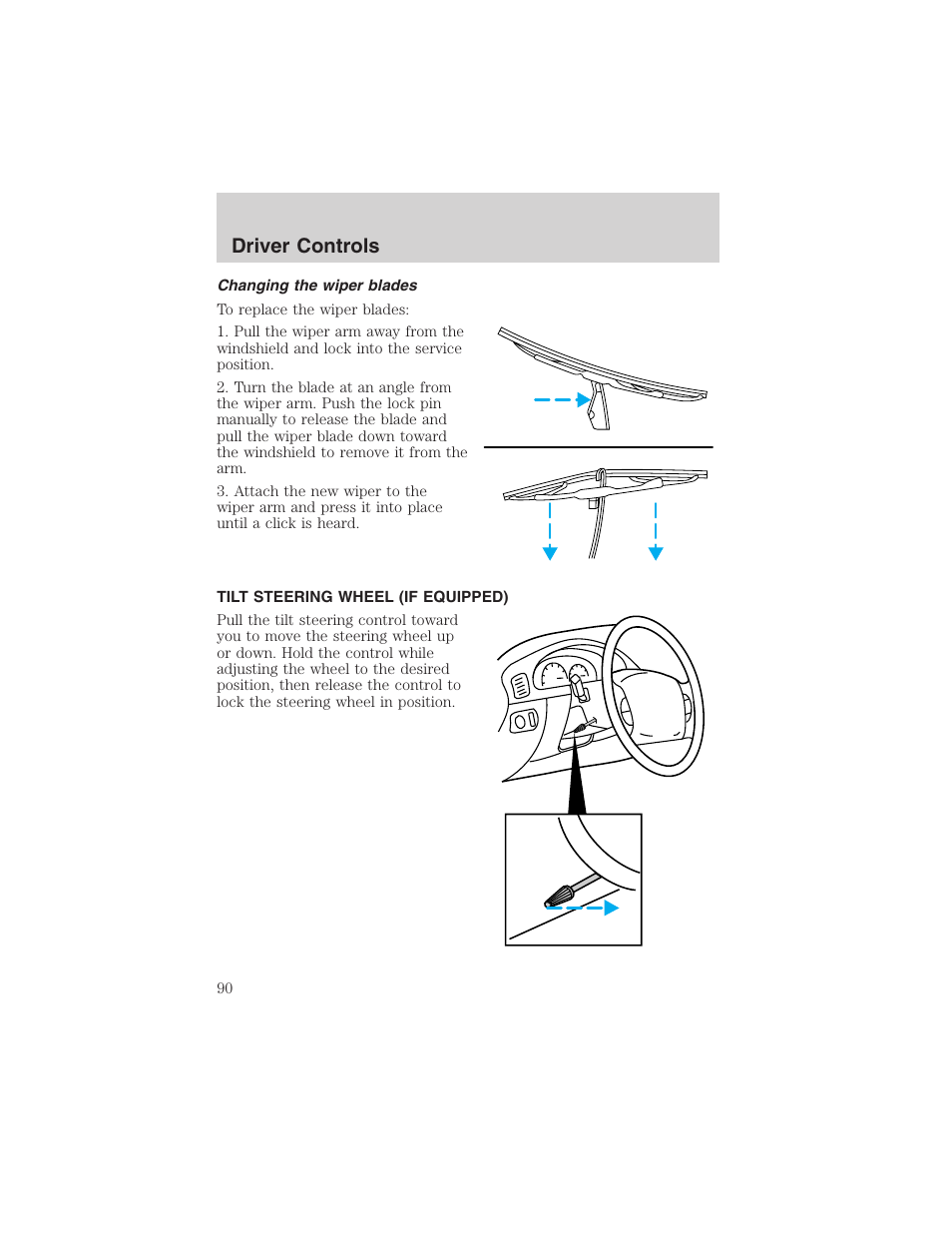 Driver controls | FORD 2002 Ranger v.3 User Manual | Page 90 / 296