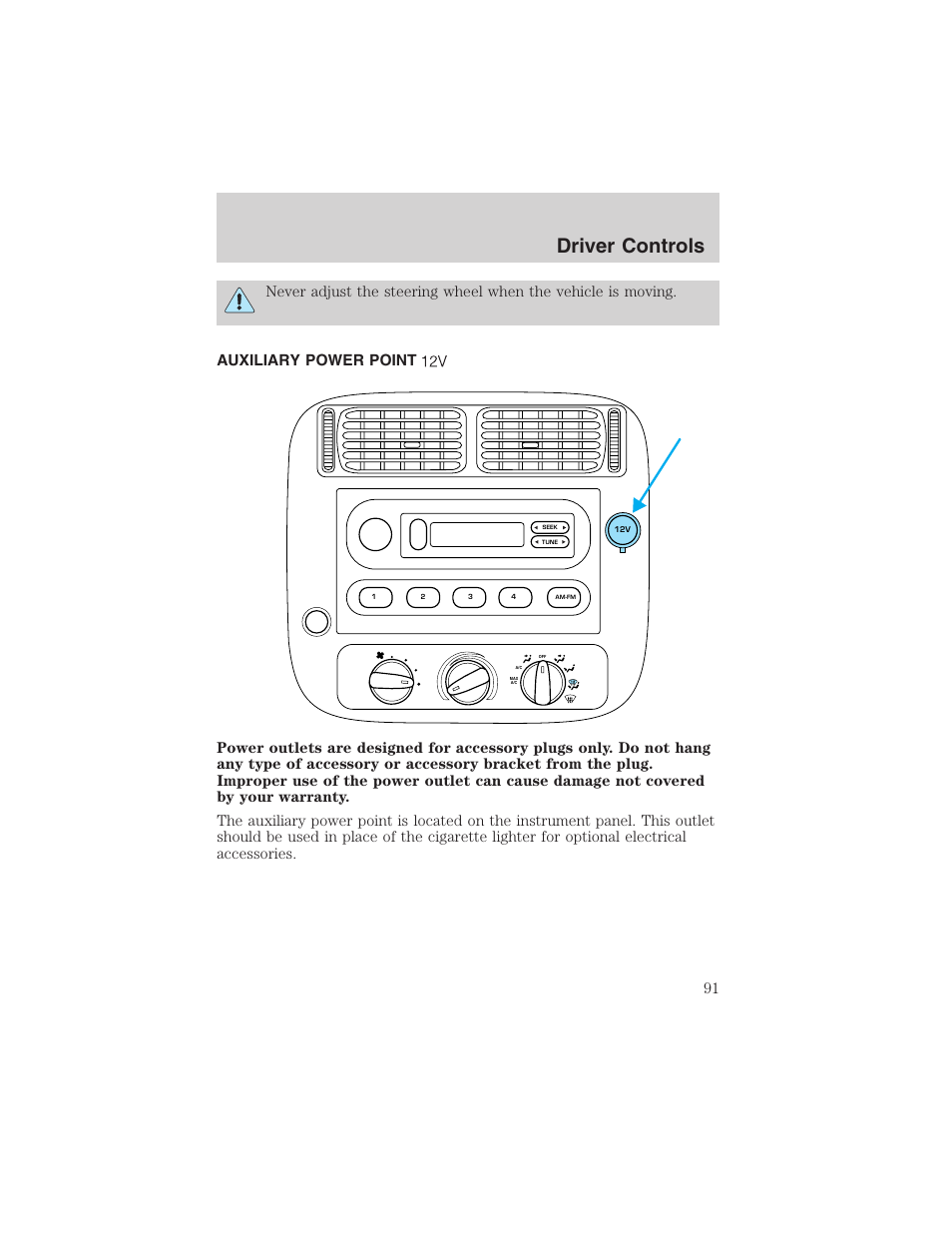 Driver controls | FORD 2002 Ranger v.3 User Manual | Page 91 / 296