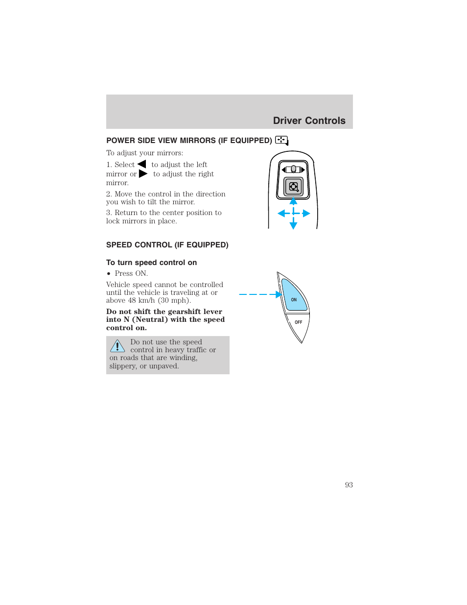 Driver controls | FORD 2002 Ranger v.3 User Manual | Page 93 / 296