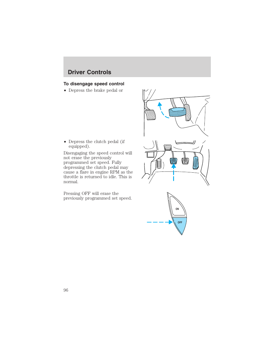 Driver controls | FORD 2002 Ranger v.3 User Manual | Page 96 / 296