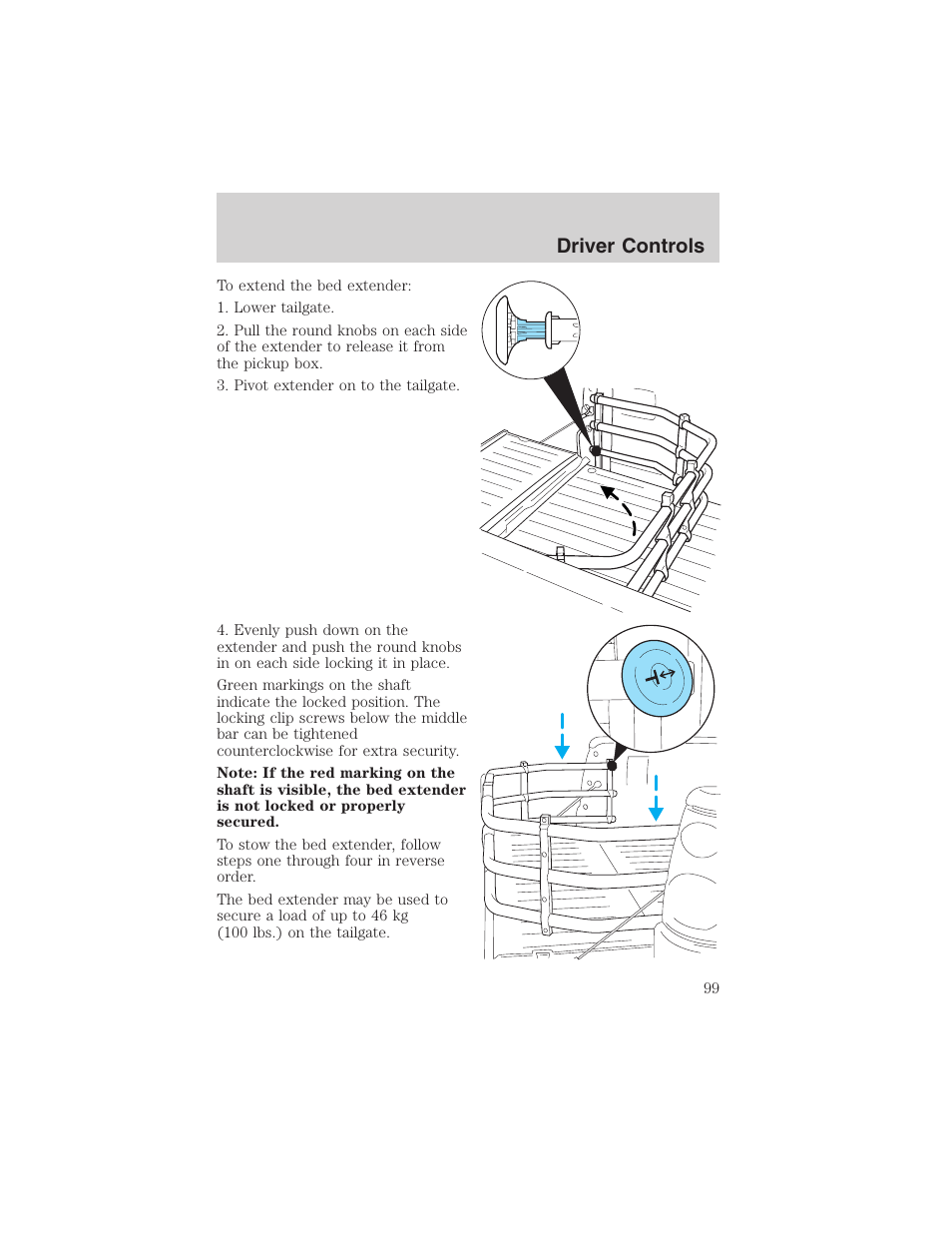 Driver controls | FORD 2002 Ranger v.3 User Manual | Page 99 / 296