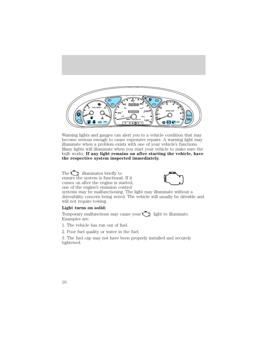 Instrument cluster | FORD 2002 Taurus v.1 User Manual | Page 10 / 248