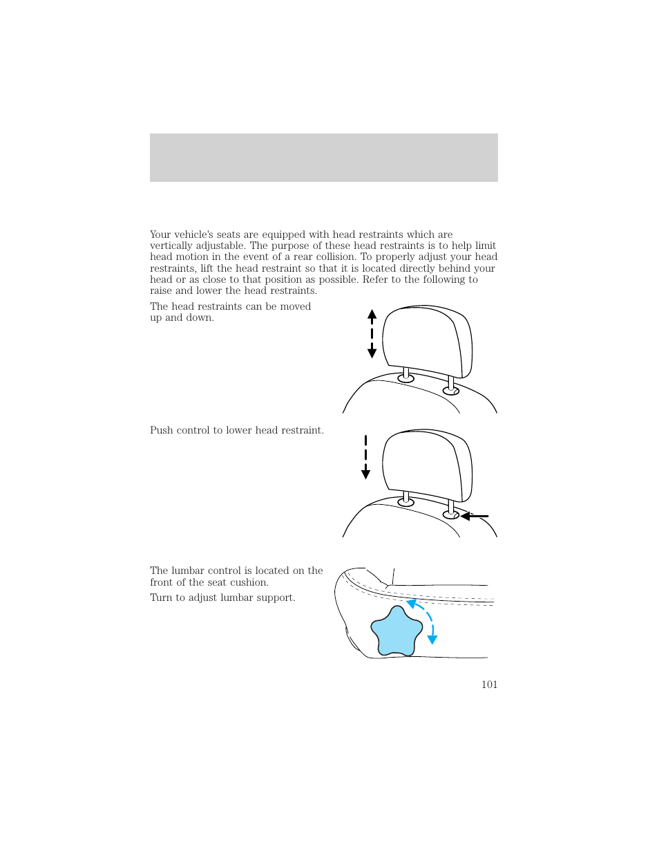 Seating and safety restraints | FORD 2002 Taurus v.1 User Manual | Page 101 / 248