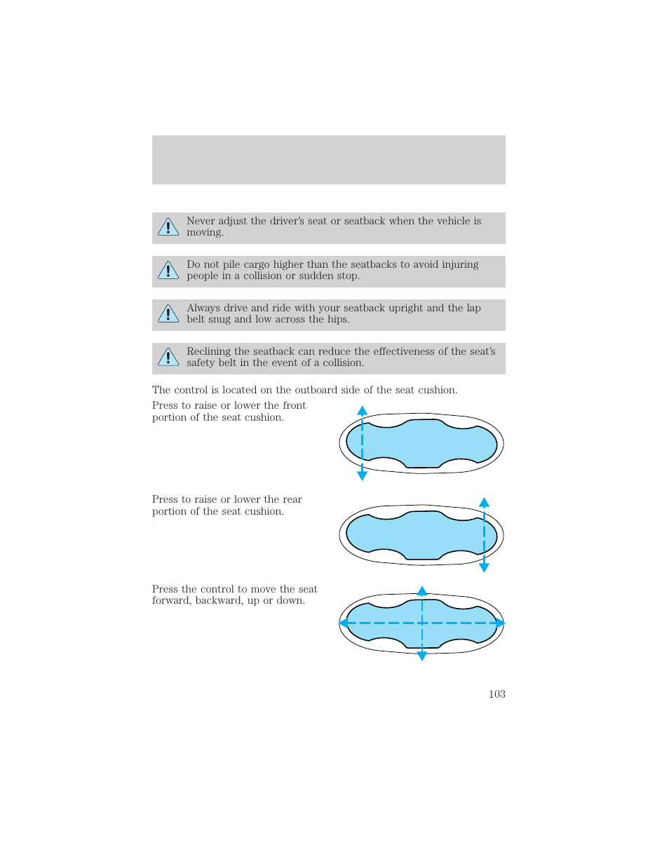 Seating and safety restraints | FORD 2002 Taurus v.1 User Manual | Page 103 / 248