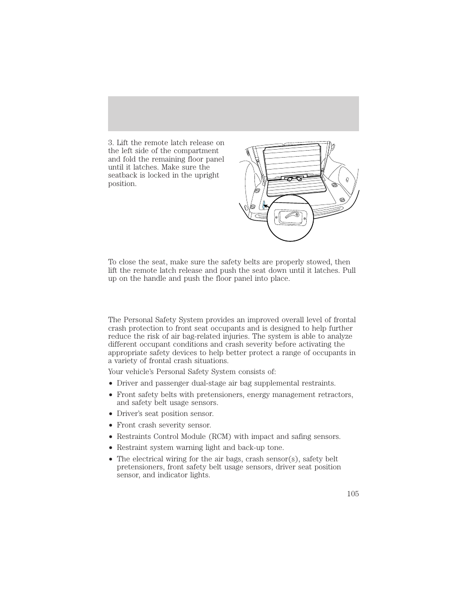 Seating and safety restraints | FORD 2002 Taurus v.1 User Manual | Page 105 / 248