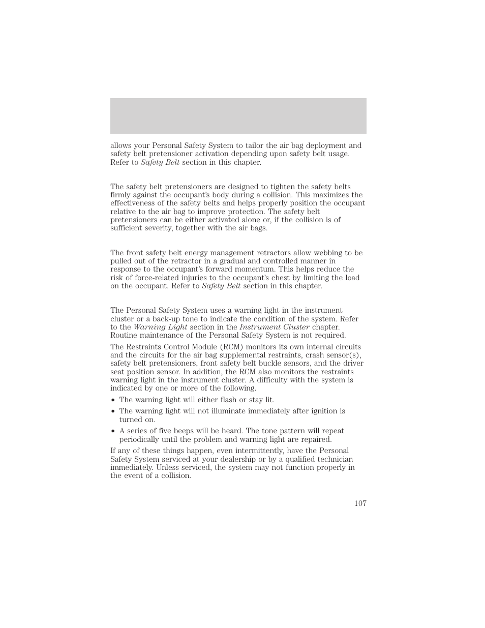 Seating and safety restraints | FORD 2002 Taurus v.1 User Manual | Page 107 / 248