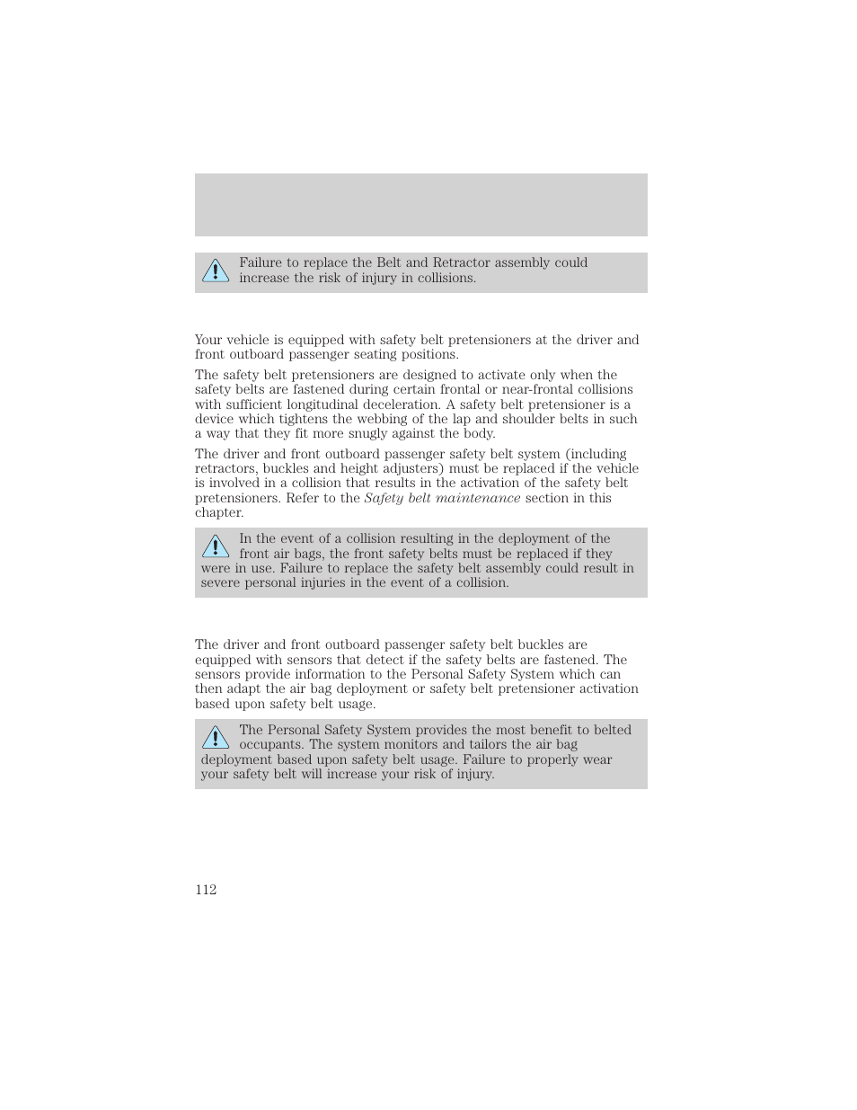 Seating and safety restraints | FORD 2002 Taurus v.1 User Manual | Page 112 / 248