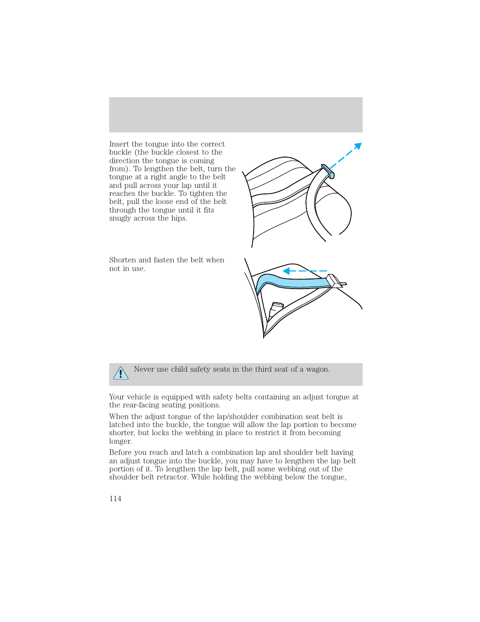 Seating and safety restraints | FORD 2002 Taurus v.1 User Manual | Page 114 / 248