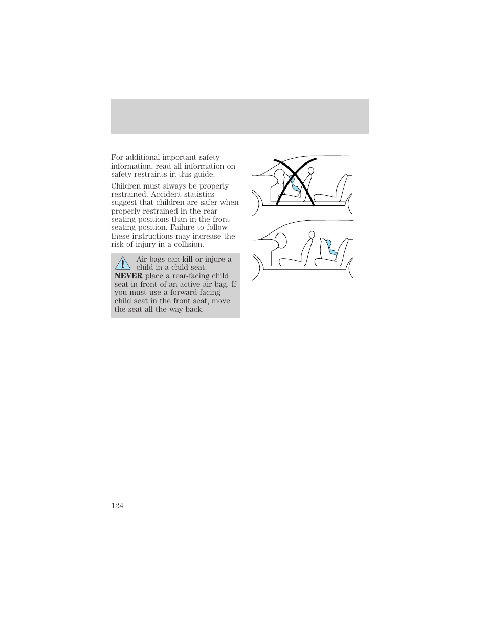 Seating and safety restraints | FORD 2002 Taurus v.1 User Manual | Page 124 / 248